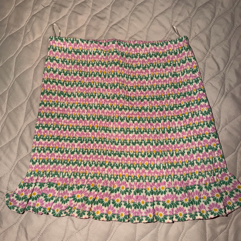 Zara Pink and Green Floral Mini Skirt